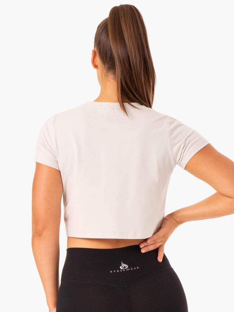 Camiseta Ryderwear Híbrido Mesh Mujer Blancos | KZGDO3692