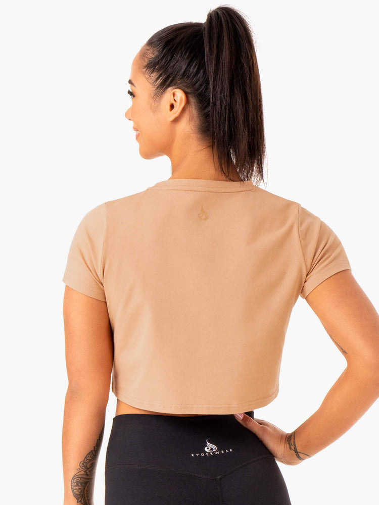 Camiseta Ryderwear Híbrido Mesh Mujer Marrom | TEGCS5891