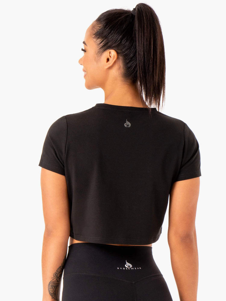 Camiseta Ryderwear Híbrido Mesh Mujer Negros | JXHGF7189