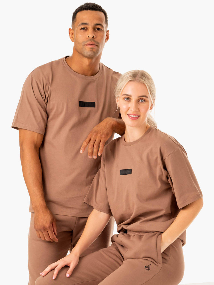 Camiseta Ryderwear Oversized Hombre Beige | RMXZA8107