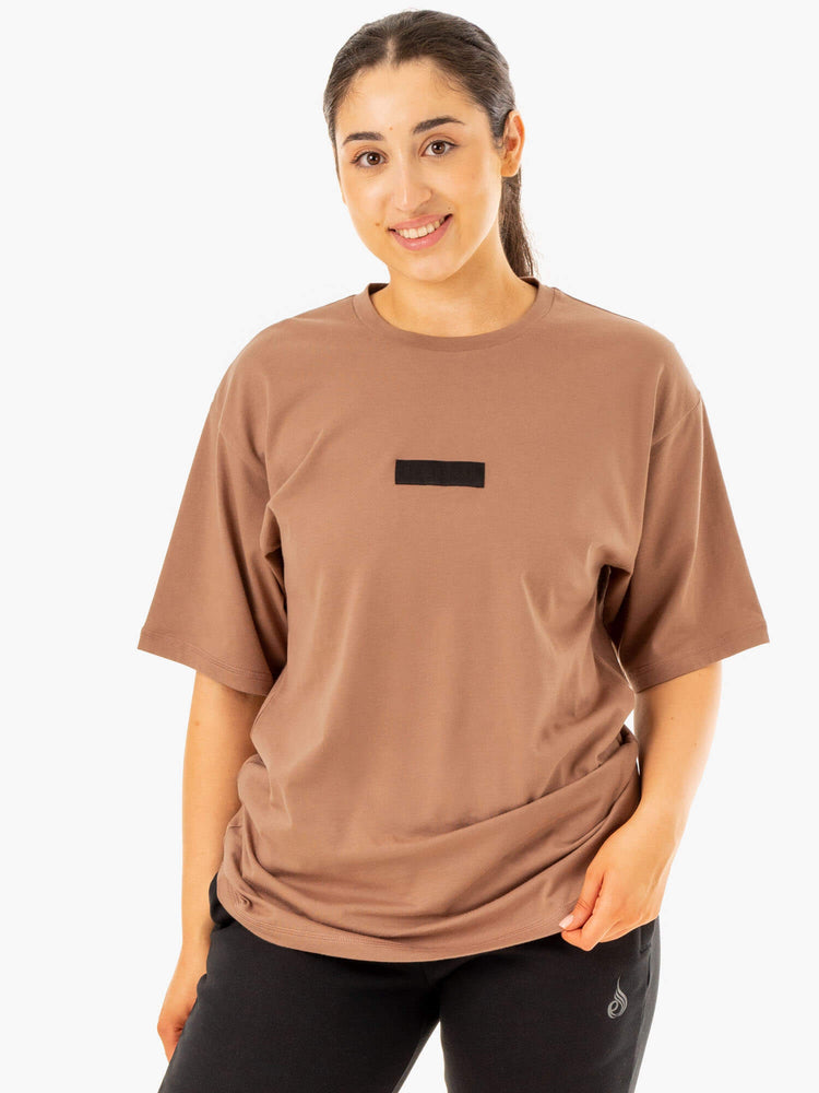 Camiseta Ryderwear Oversized Hombre Beige | RMXZA8107