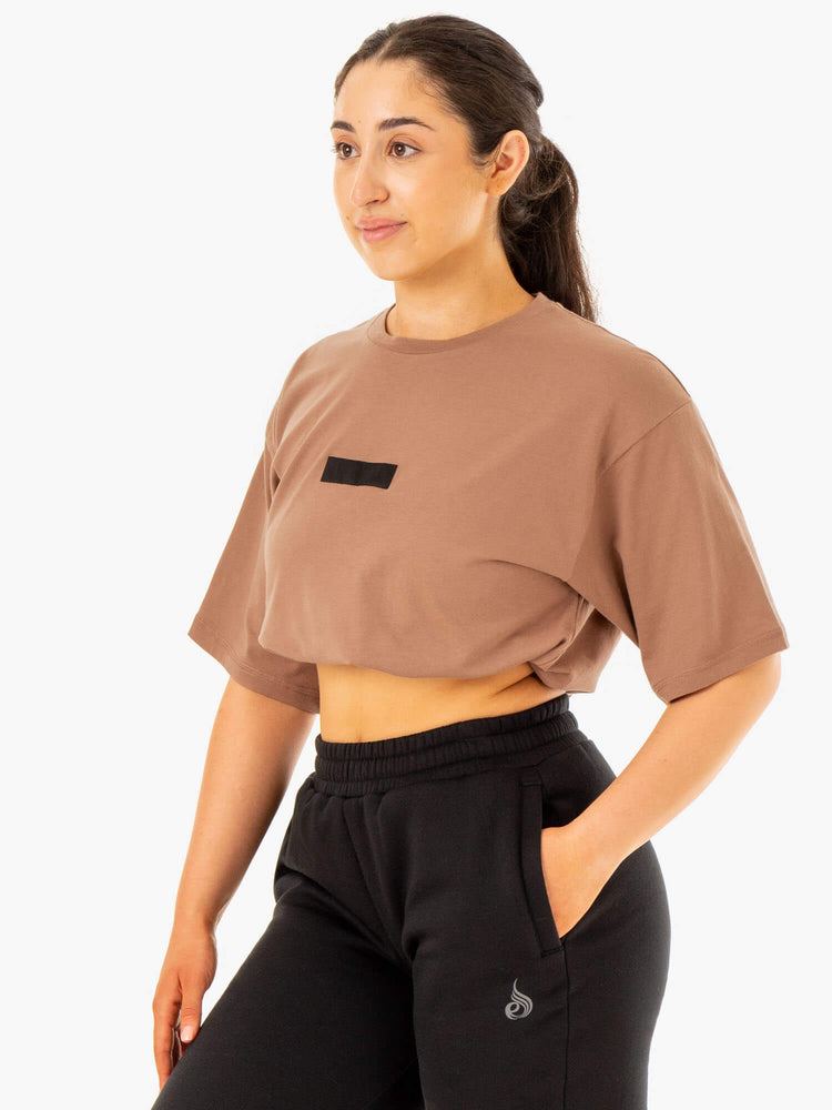 Camiseta Ryderwear Oversized Hombre Beige | RMXZA8107