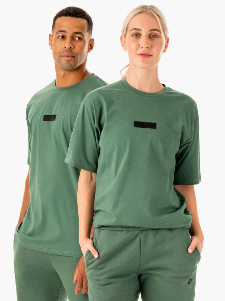 Camiseta Ryderwear Oversized Hombre Verdes | XUSWZ3052