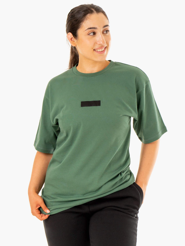 Camiseta Ryderwear Oversized Hombre Verdes | XUSWZ3052