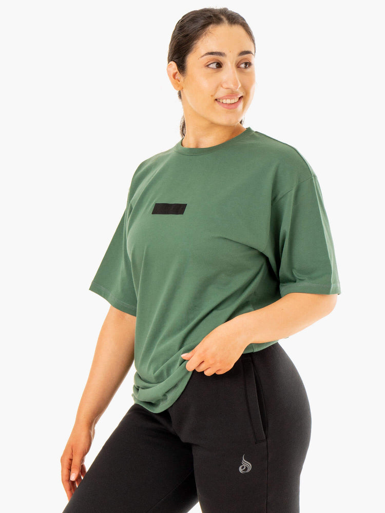 Camiseta Ryderwear Oversized Hombre Verdes | XUSWZ3052