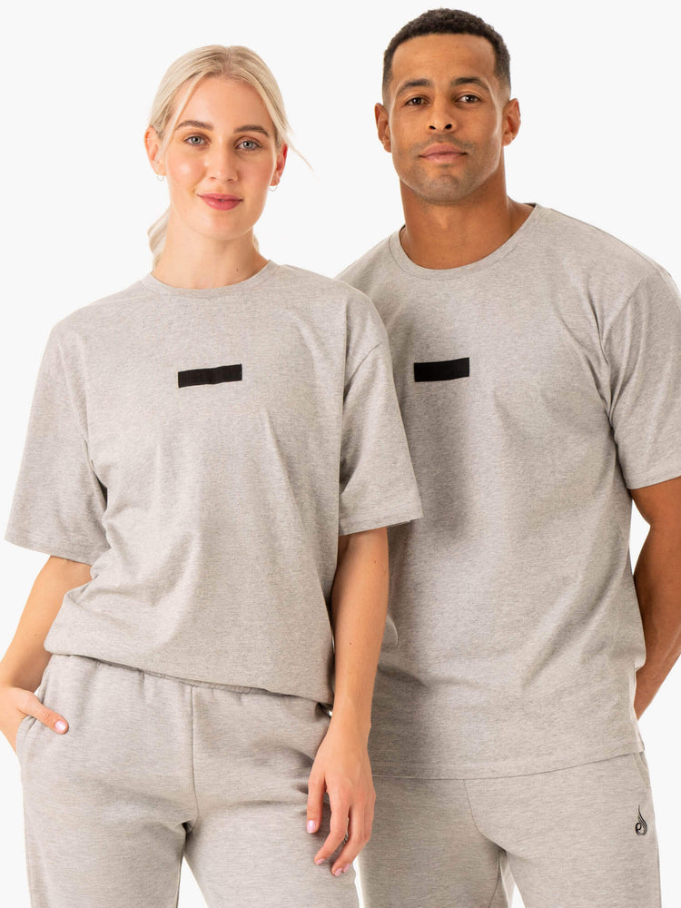 Camiseta Ryderwear Oversized Mujer Grises | KGLAJ5471