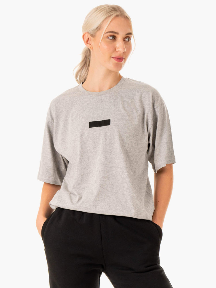 Camiseta Ryderwear Oversized Mujer Grises | KGLAJ5471