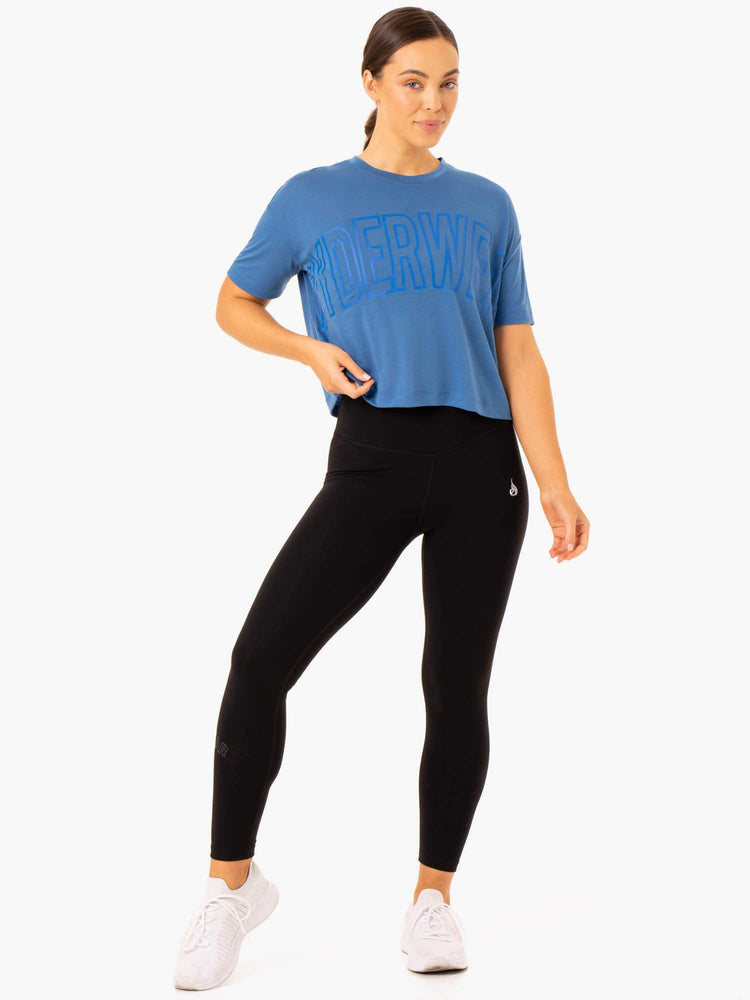 Camiseta Ryderwear Replay Boxy Mujer Azules | SEAJN5937