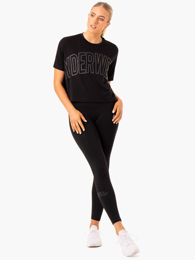 Camiseta Ryderwear Replay Boxy Mujer Negros | IOLDX5479
