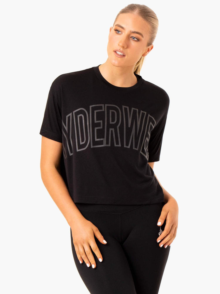 Camiseta Ryderwear Replay Boxy Mujer Negros | IOLDX5479