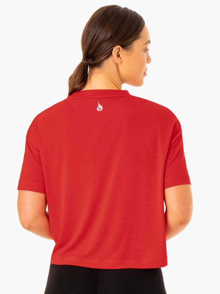 Camiseta Ryderwear Replay Boxy Mujer Rojos | XTWMQ0189