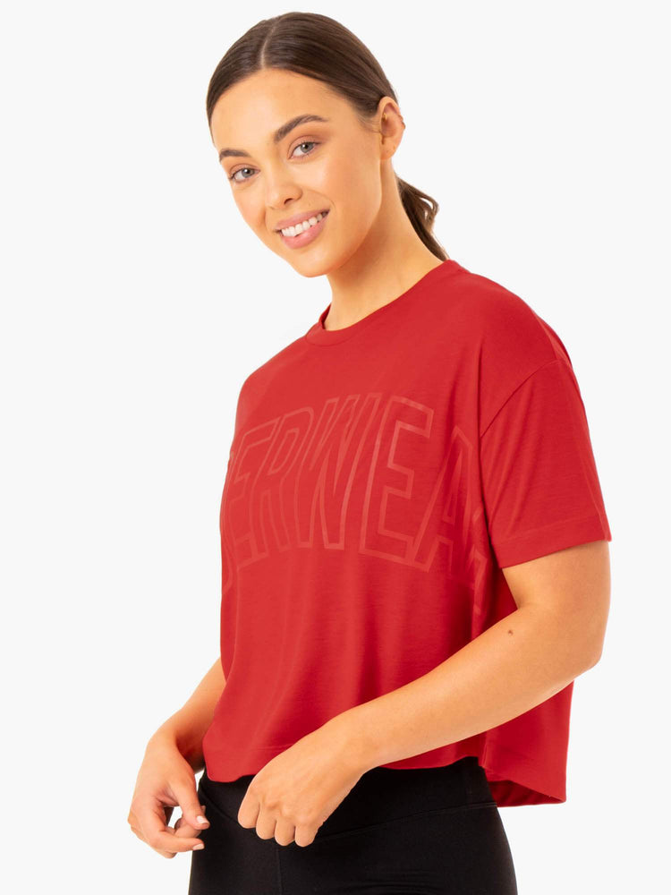 Camiseta Ryderwear Replay Boxy Mujer Rojos | XTWMQ0189