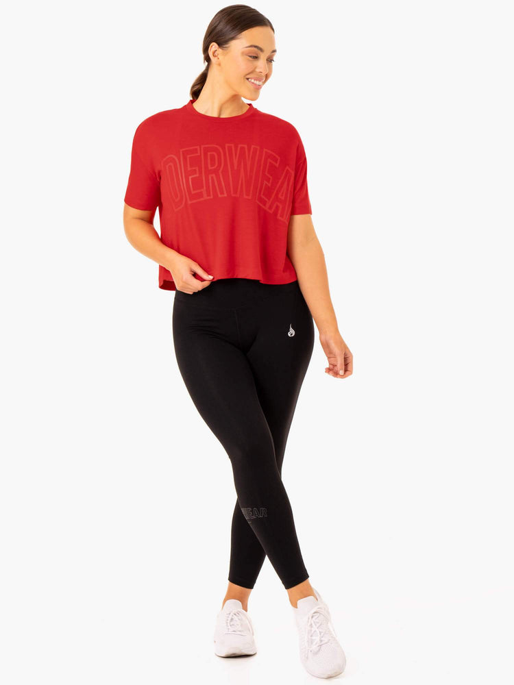 Camiseta Ryderwear Replay Boxy Mujer Rojos | XTWMQ0189