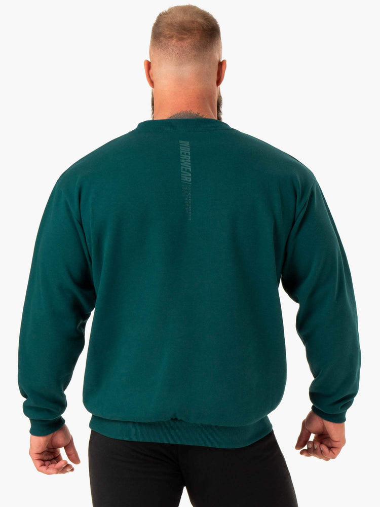 Camiseta Ryderwear Reset Fleece Crew Neck Hombre Turquesa | DGBHL2369