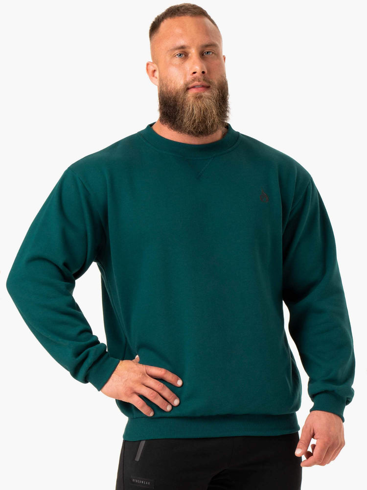 Camiseta Ryderwear Reset Fleece Crew Neck Hombre Turquesa | DGBHL2369