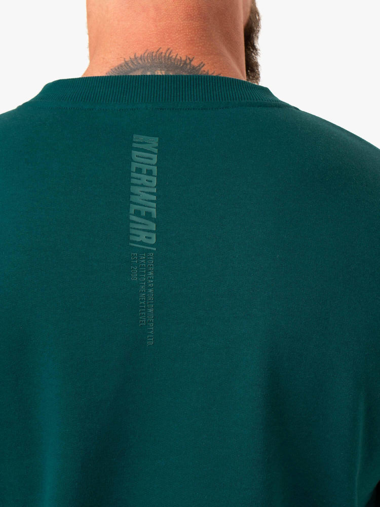 Camiseta Ryderwear Reset Fleece Crew Neck Hombre Turquesa | DGBHL2369