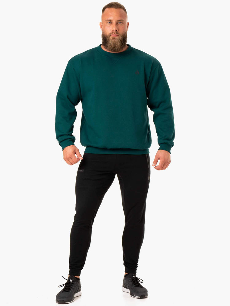 Camiseta Ryderwear Reset Fleece Crew Neck Hombre Turquesa | DGBHL2369