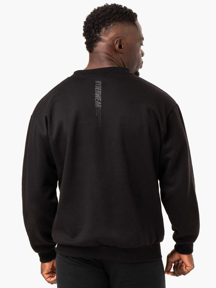 Camiseta Ryderwear Reset Fleece Crew Neck Hombre Negros | WPVBL7953