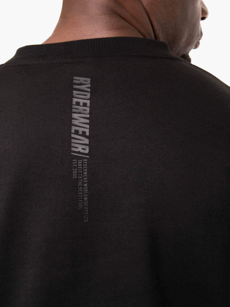 Camiseta Ryderwear Reset Fleece Crew Neck Hombre Negros | WPVBL7953