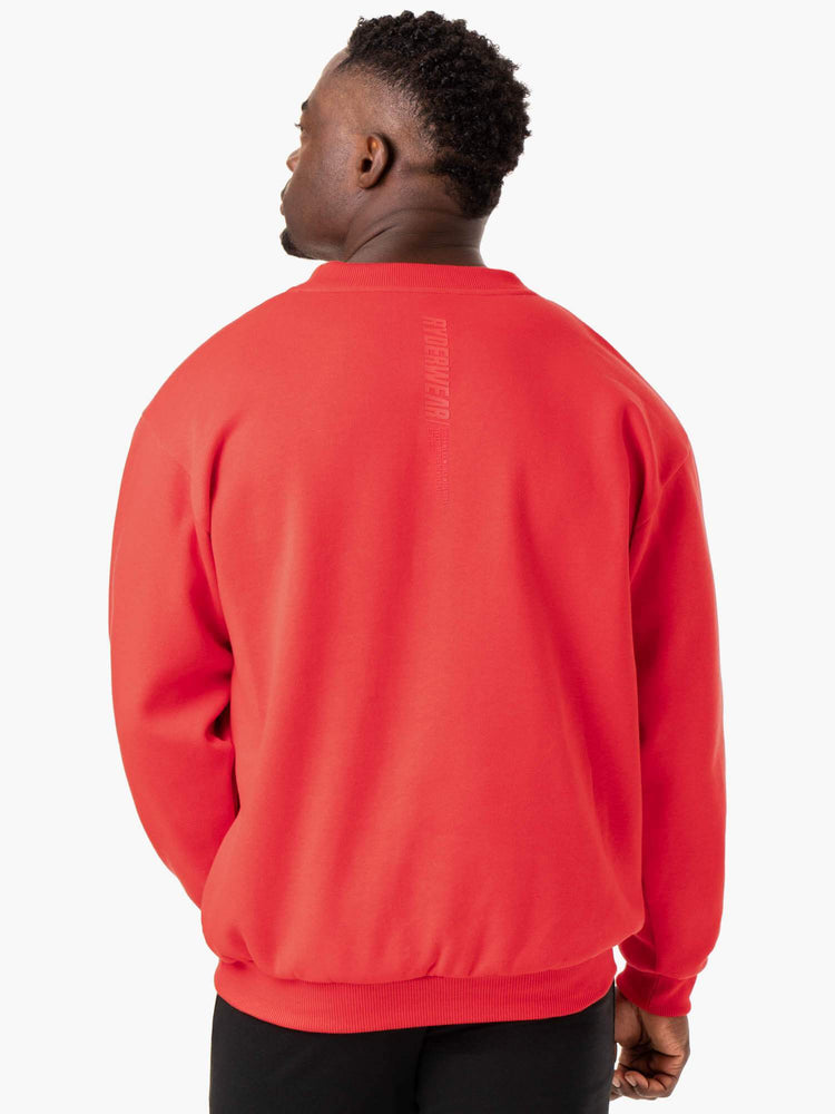 Camiseta Ryderwear Reset Fleece Crew Neck Hombre Rojos | XCEZP7132