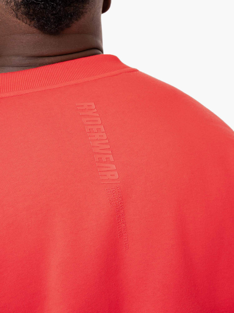 Camiseta Ryderwear Reset Fleece Crew Neck Hombre Rojos | XCEZP7132