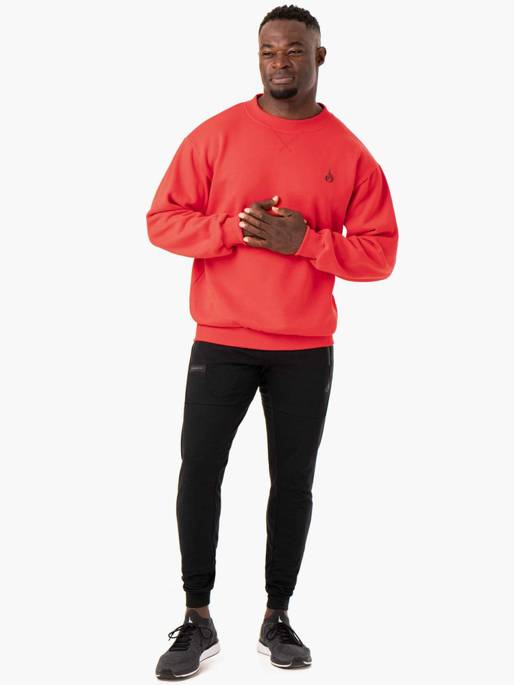 Camiseta Ryderwear Reset Fleece Crew Neck Hombre Rojos | XCEZP7132