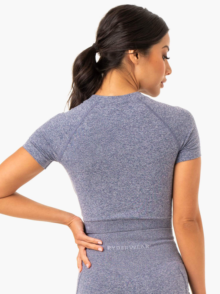 Camiseta Ryderwear Sculpt Seamless Mujer Azul Marino | BKQJU6851