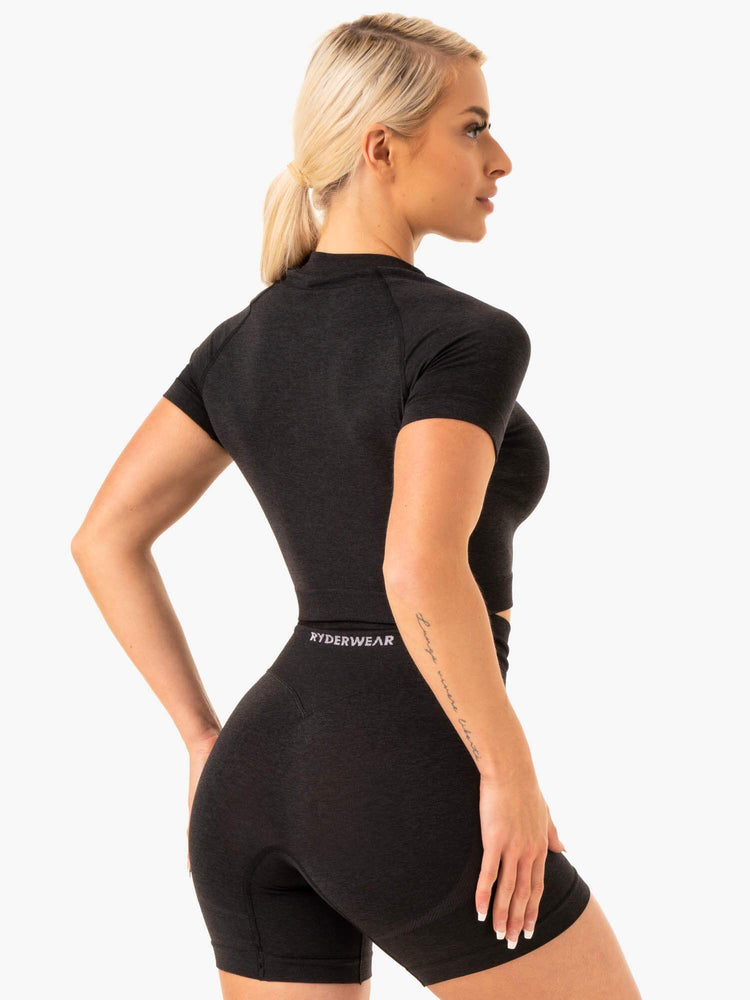 Camiseta Ryderwear Sculpt Seamless Mujer Negros | CWZQT8076