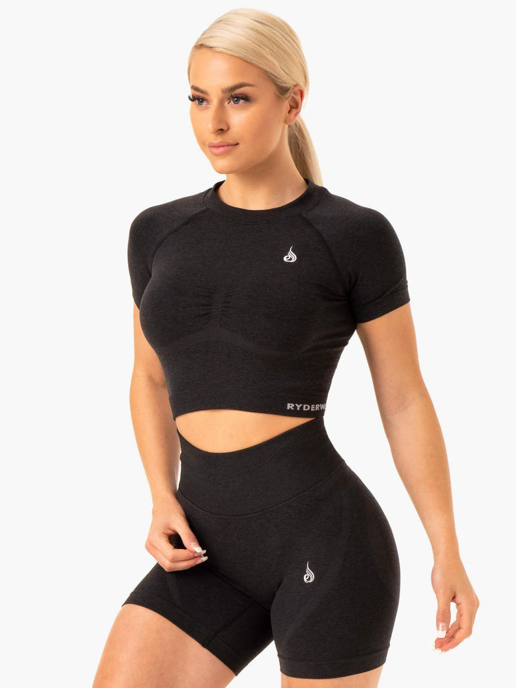 Camiseta Ryderwear Sculpt Seamless Mujer Negros | CWZQT8076