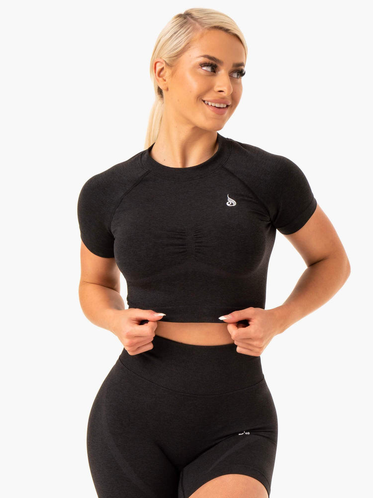 Camiseta Ryderwear Sculpt Seamless Mujer Negros | CWZQT8076