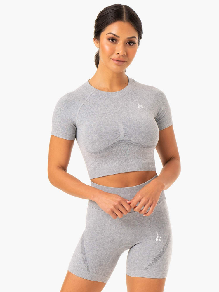 Camiseta Ryderwear Sculpt Seamless Mujer Grises | DQXUZ6143