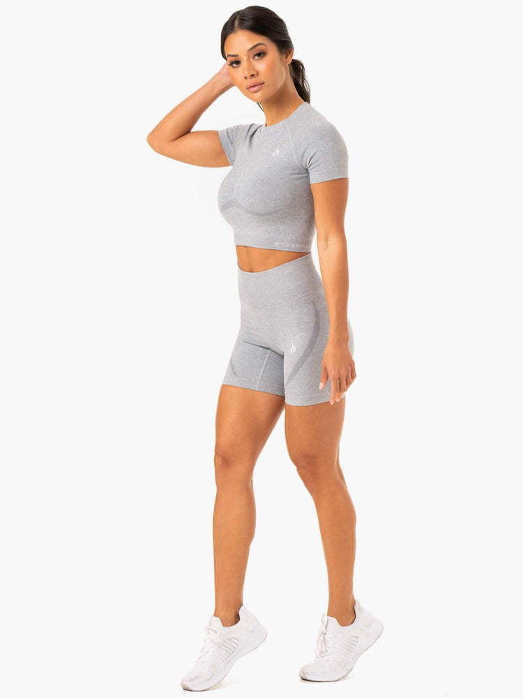 Camiseta Ryderwear Sculpt Seamless Mujer Grises | DQXUZ6143