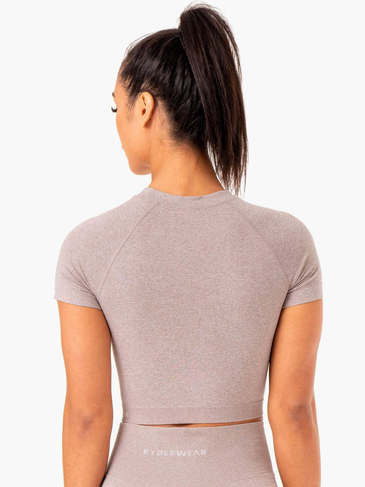 Camiseta Ryderwear Sculpt Seamless Mujer Marrom Claro | FSYTE9640