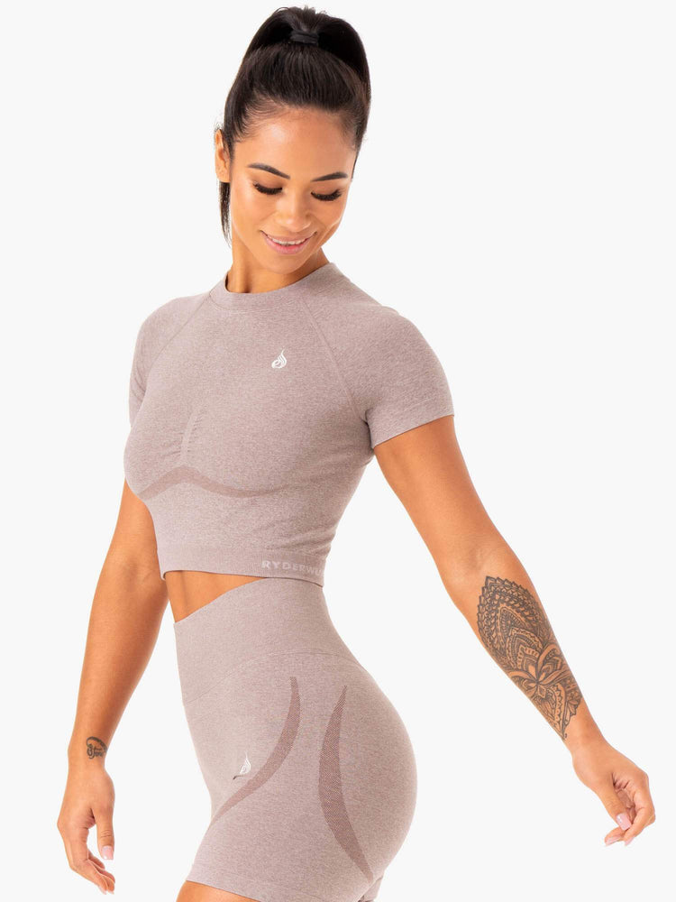 Camiseta Ryderwear Sculpt Seamless Mujer Marrom Claro | FSYTE9640