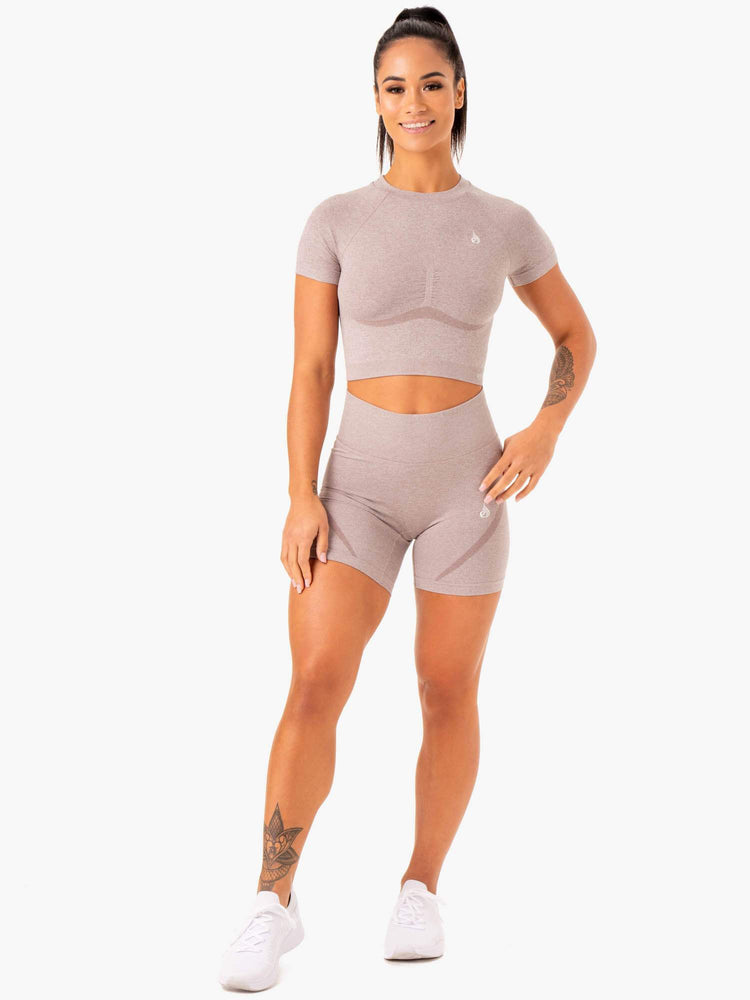 Camiseta Ryderwear Sculpt Seamless Mujer Marrom Claro | FSYTE9640