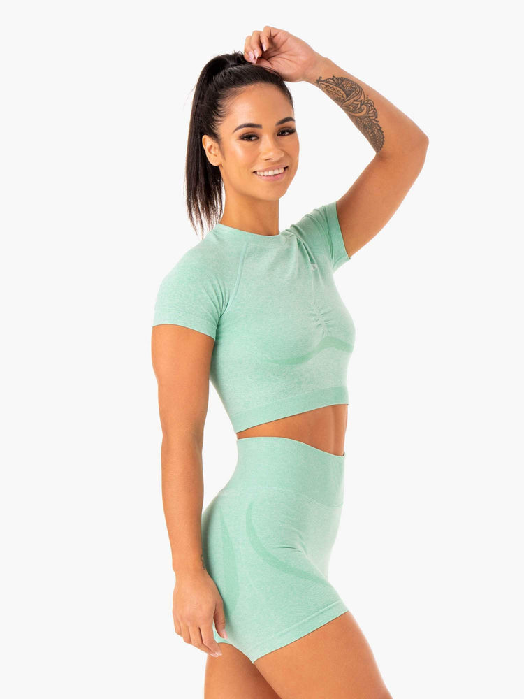 Camiseta Ryderwear Sculpt Seamless Mujer Verde Menta | GEHWR0369