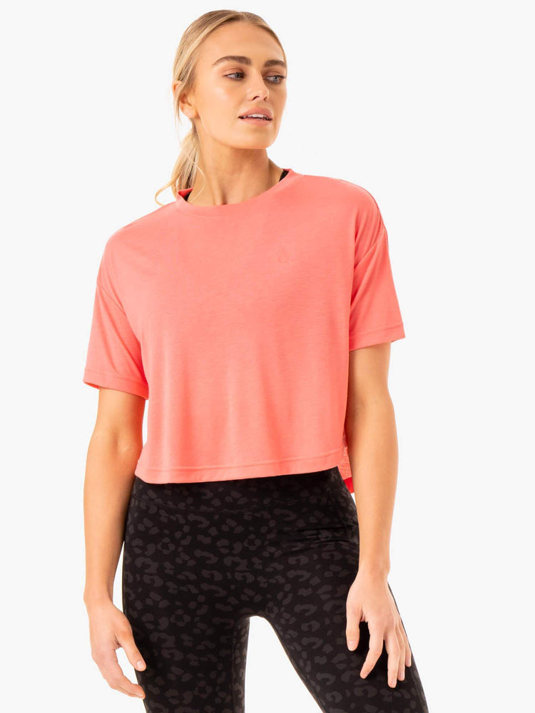 Camiseta Ryderwear Ultra Scoop Mujer Coral | TYCJL0542