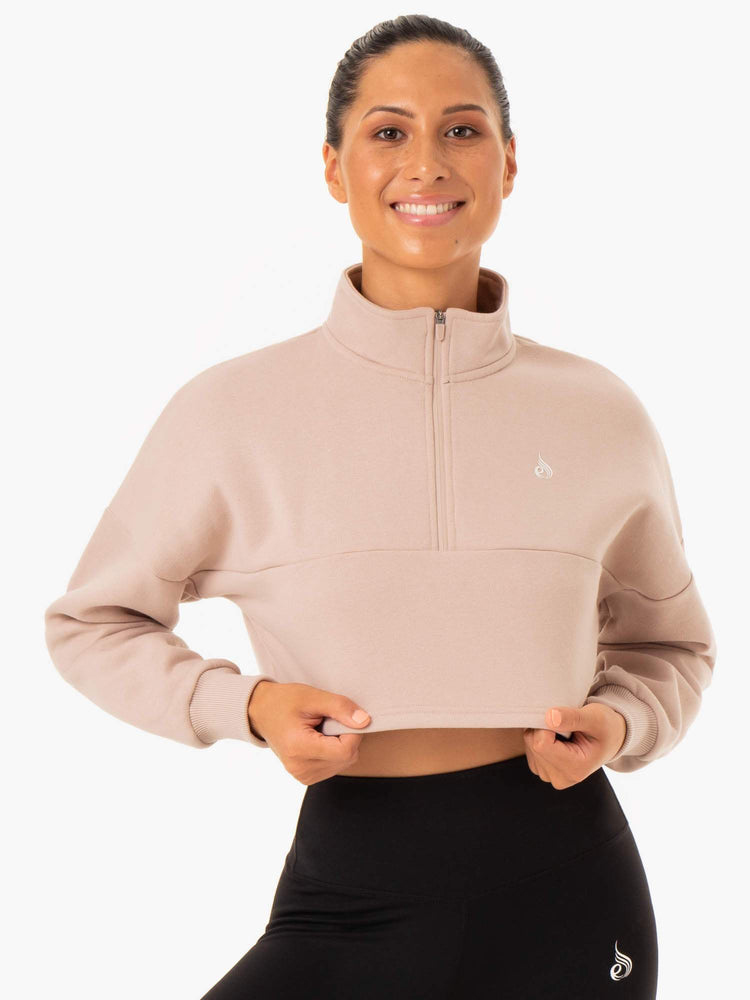 Jerséis Ryderwear Base Half Zip Mujer Marrom Claro | OUTPZ6280