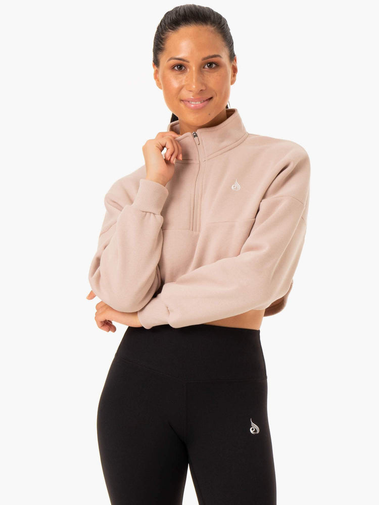 Jerséis Ryderwear Base Half Zip Mujer Marrom Claro | OUTPZ6280