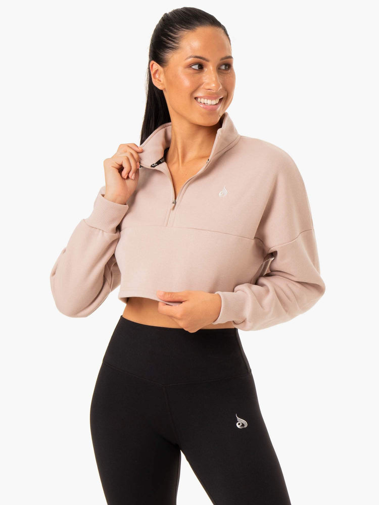 Jerséis Ryderwear Base Half Zip Mujer Marrom Claro | OUTPZ6280