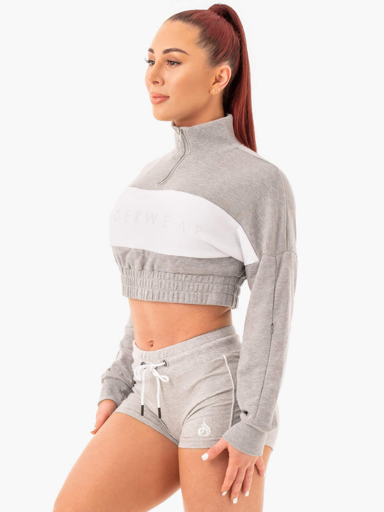 Jerséis Ryderwear Cropped Pista Mujer Grises | ZDBSI3685