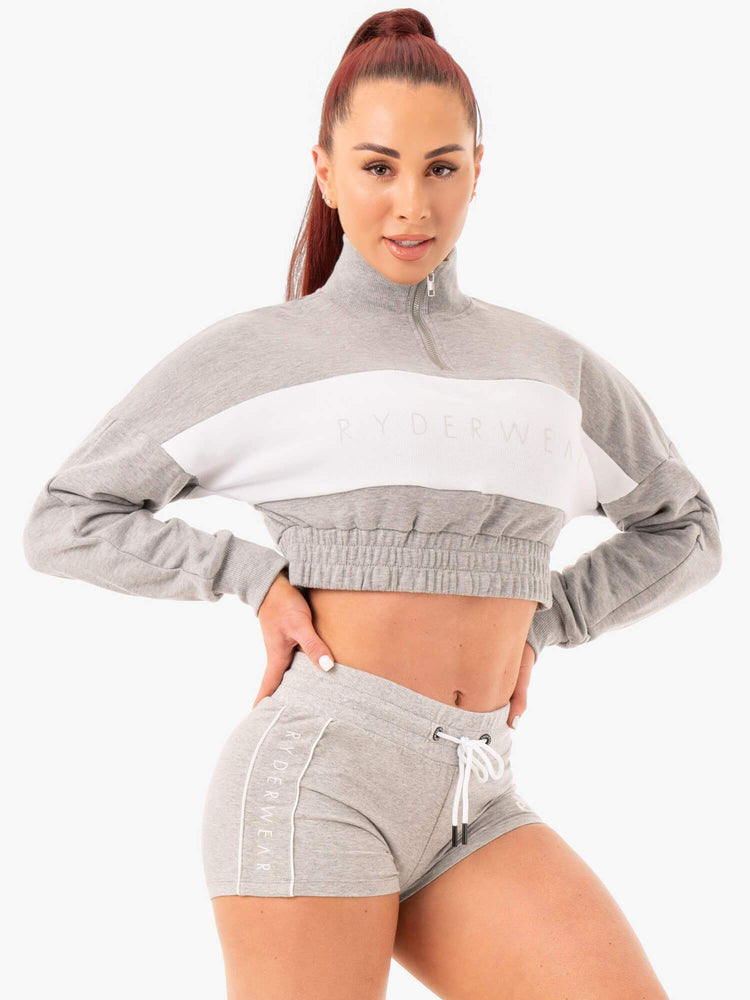 Jerséis Ryderwear Cropped Pista Mujer Grises | ZDBSI3685