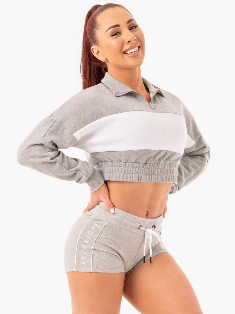 Jerséis Ryderwear Cropped Pista Mujer Grises | ZDBSI3685