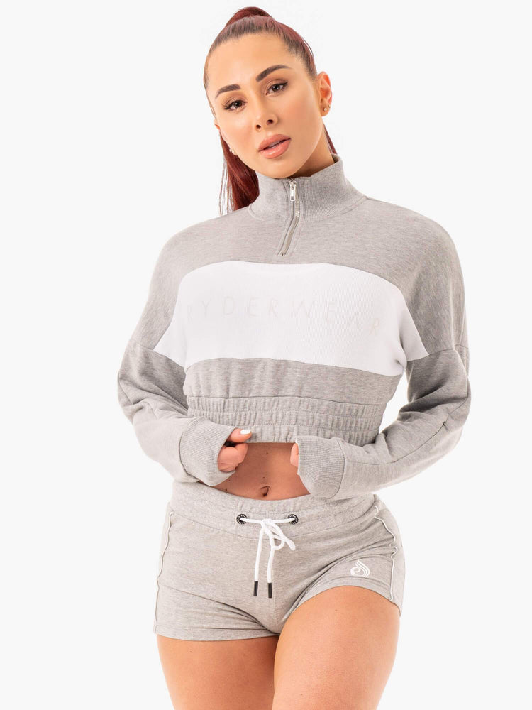 Jerséis Ryderwear Cropped Pista Mujer Grises | ZDBSI3685