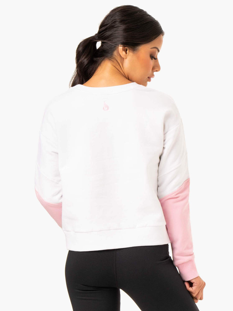 Jerséis Ryderwear Híbrido Pullover Mujer Blancos Rosas | CXERQ1893