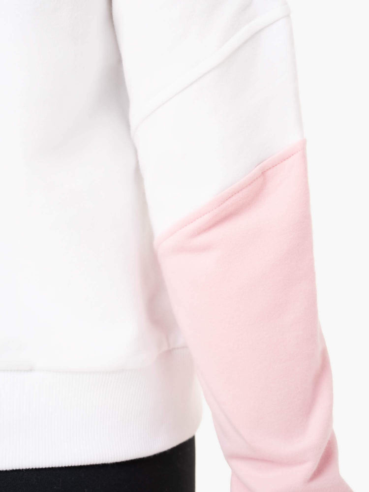 Jerséis Ryderwear Híbrido Pullover Mujer Blancos Rosas | CXERQ1893