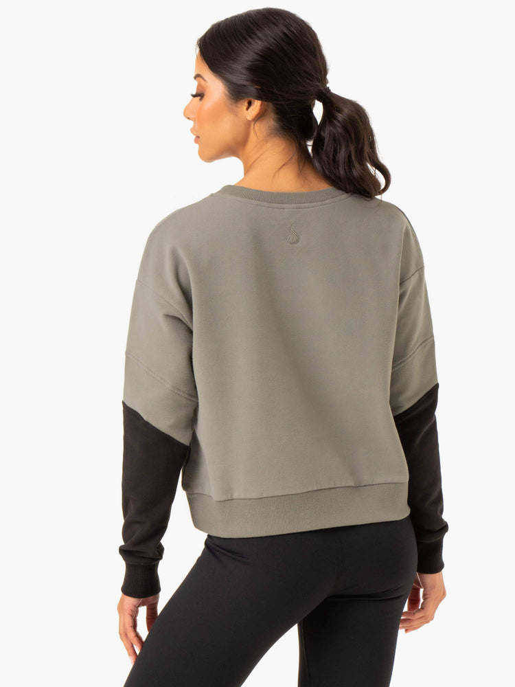 Jerséis Ryderwear Híbrido Pullover Mujer Kaki | UYFMV9350