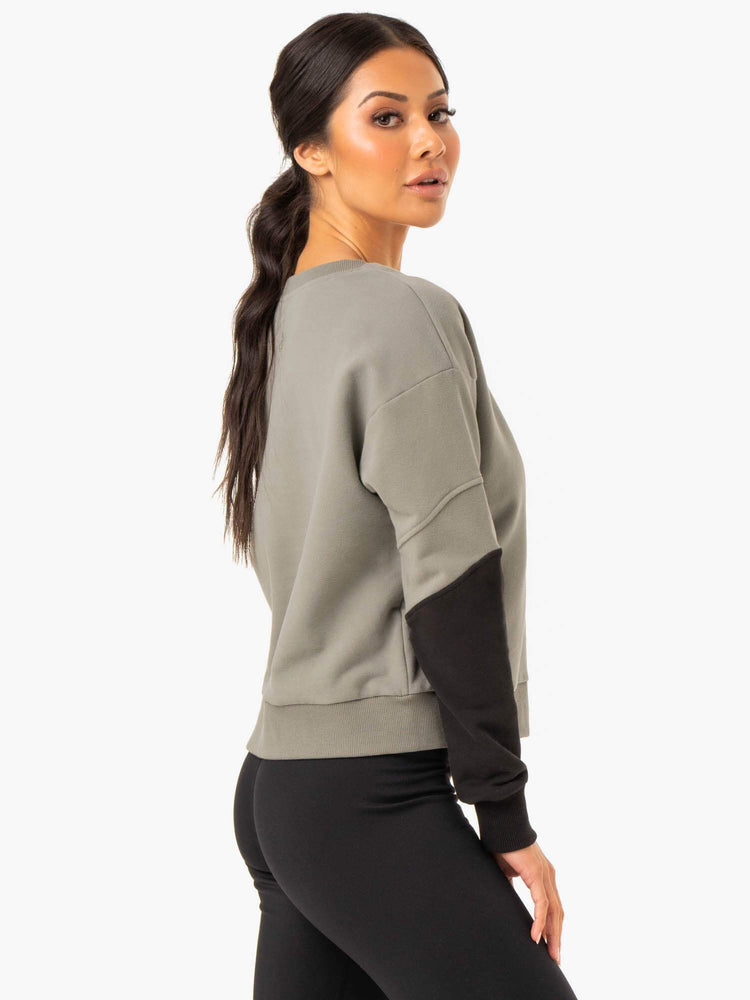 Jerséis Ryderwear Híbrido Pullover Mujer Kaki | UYFMV9350