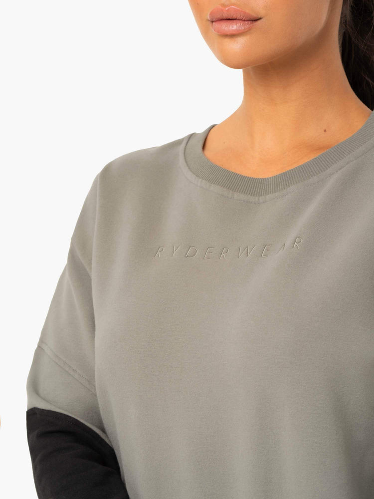 Jerséis Ryderwear Híbrido Pullover Mujer Kaki | UYFMV9350