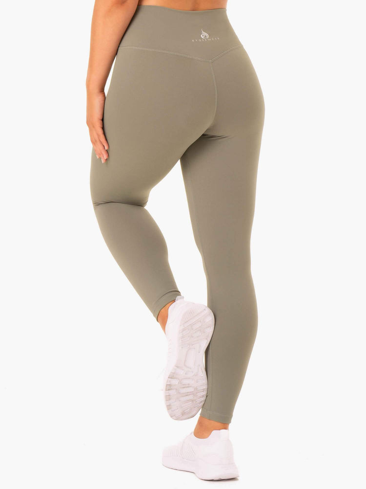 Leggins Ryderwear Base Full Length High Waisted Mujer Kaki | XZPOM1785